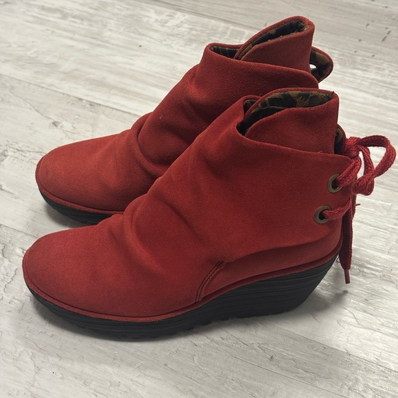 Fly London Shoes - Fly London Women's Rust Red Suede Ankle Boots Size EU 38